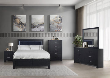 HH MOONLIGHT BLACK - 5pc Queen/King Bedroom Set