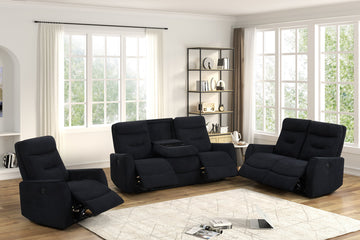 Empire Nina Black Performance Fabric Reclining Sofa Set