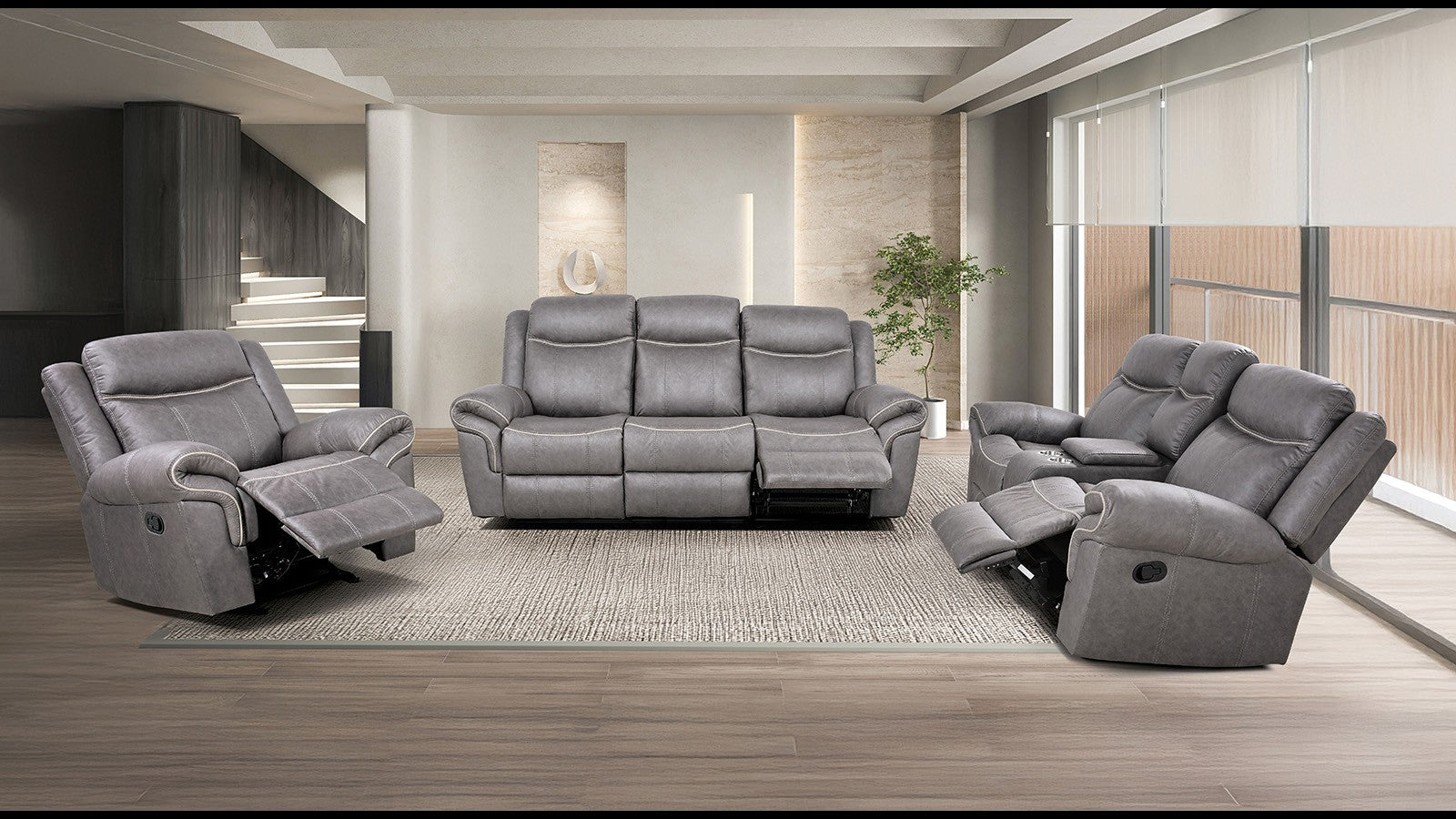 Empire Odyssey 3pc Reclining Set (Available in Black, Brown, Light grey and Dark Grey )