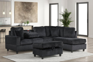 Empire Teddy Rocket Reversible Sectional (Black)