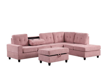 Empire Heights Performance Fabric Reversible Sectional + Ottoman
