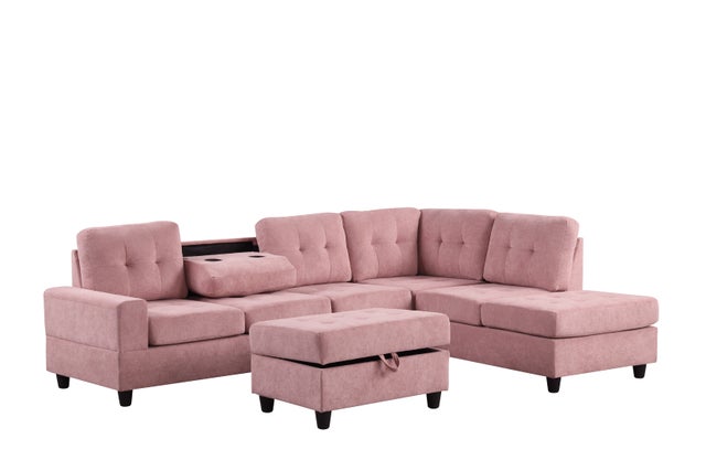 Empire Heights Performance Fabric Reversible Sectional + Ottoman