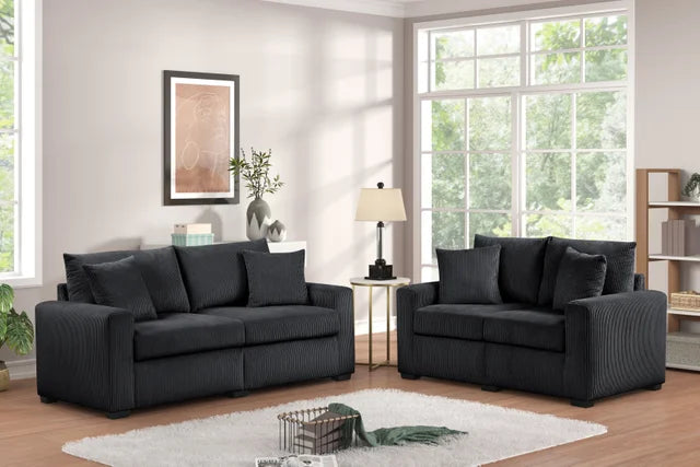 EMPIRE 1123 BLACK SOFA AND LOVESEAT SET