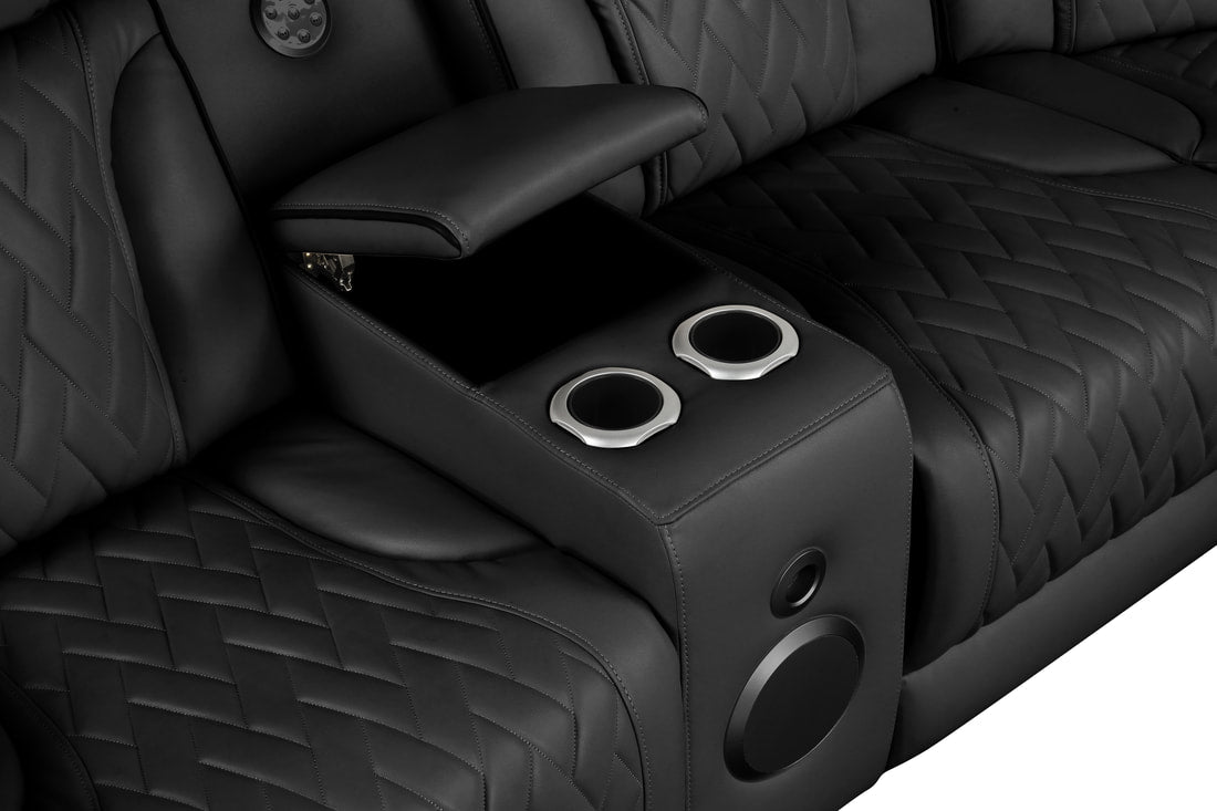 Lamine Black Power Reclining Sectional (Power Headrests)