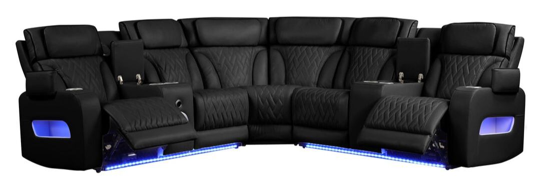 Lamine Black Power Reclining Sectional (Power Headrests)