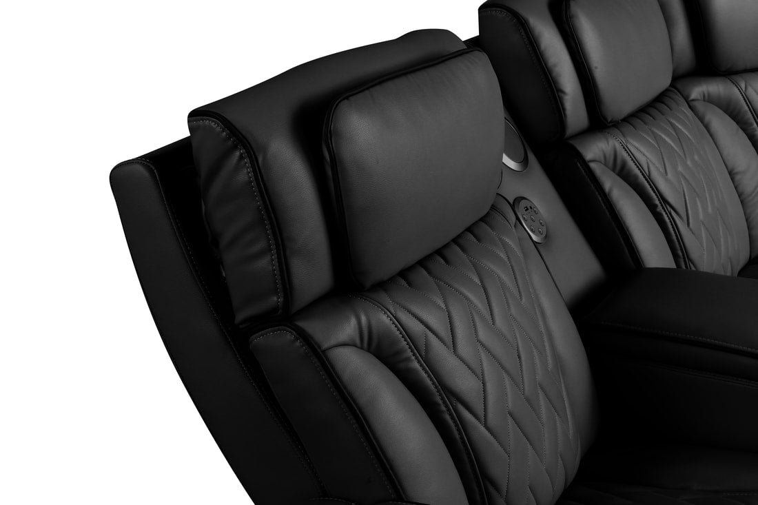 Lamine Black Power Reclining Sectional (Power Headrests)
