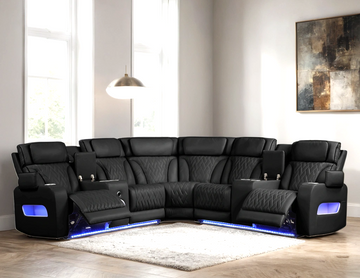 Lamine Black Power Reclining Sectional (Power Headrests)